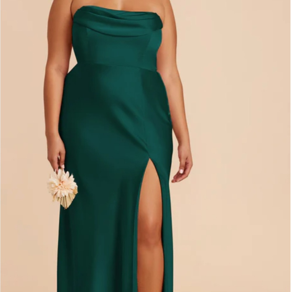 Birdy Grey Green Strapless Slit Gown